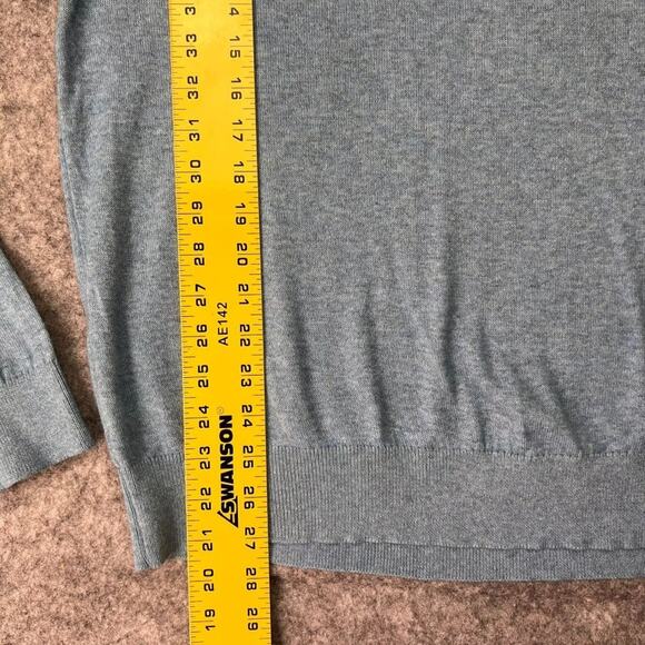 Banana Republic Sweater Men's Size Medium Blue Cotton Lightweight V-Neck Knit - Picture 5 of 8
